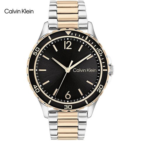 新品公司貨，送吊墜項鍊Calvin Klein 潛水風格時尚腕錶/黑/38mm/CK25200100