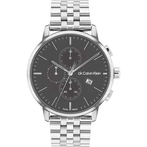 CK錶▼指定送小香Calvin Klein 凱文克萊 CK 瑞士製三眼計時手錶-44mm CK25000035