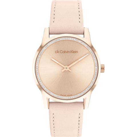 CK錶▼指定送小香Calvin Klein 凱文克萊 CK 瑞士製晶鑽皮帶女錶-32mm CK25000024