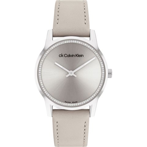 CK錶▼指定送小香Calvin Klein 凱文克萊 CK 瑞士製晶鑽皮帶女錶-32mm CK25000023
