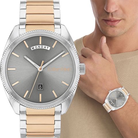 母親感恩月▼送禮推薦Calvin Klein 凱文克萊 CK Progress 星期日期手錶-42mm(25200449)