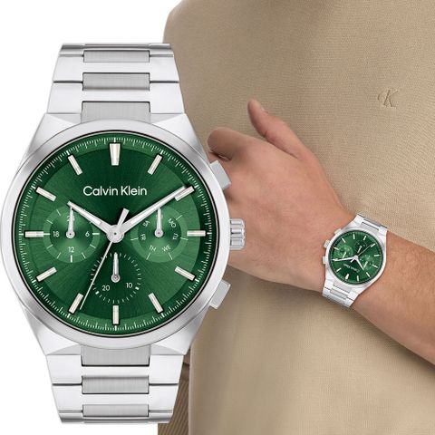 下單送▼飾品收納包Calvin Klein 凱文克萊 CK Distinguish 日曆手錶-44mm(25200441)