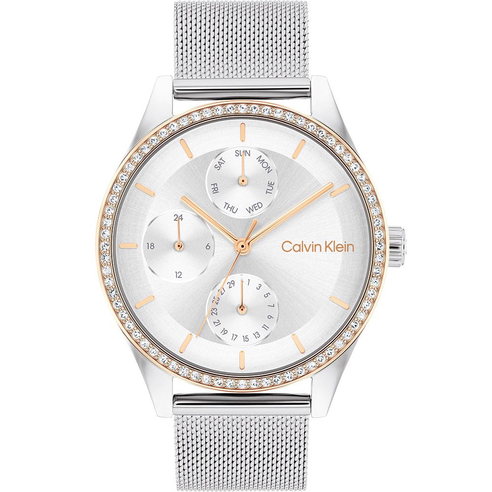 Calvin Klein 凱文克萊 CK SPARK 晶鑽日曆米蘭帶女錶-38mm(25100010)