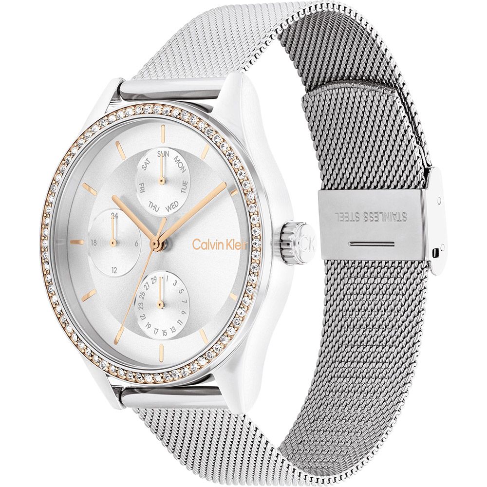 Calvin Klein 凱文克萊 CK SPARK 晶鑽日曆米蘭帶女錶-38mm(25100010)