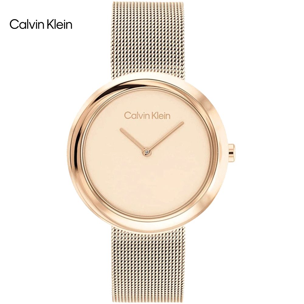 Calvin Klein 凱文克萊 典雅米蘭帶腕錶/玫瑰金/34mm/CK25200013