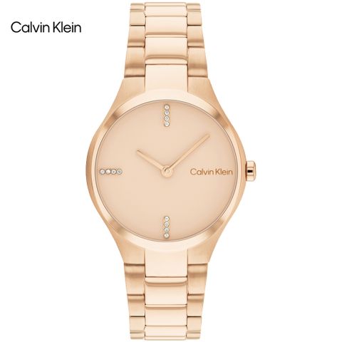 Calvin Klein 凱文克萊 典雅晶鑽氣質腕錶/玫瑰金/29mm/CK25200334