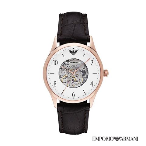 買就送精品皮帶EMPORIO ARMANI 貝達系列鏤空時尚精品機械腕錶(AR1920)