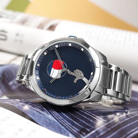 Tommy Hilfiger / 1791907 / 限量款 怪物奇兵聯名 晶鑽時尚 不鏽鋼手錶 藍色 43mm