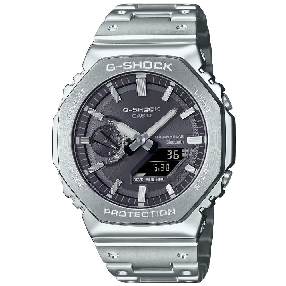 CASIO 卡西歐 G-SHOCK 太陽能x藍牙連線 八角錶殼 金屬雙顯腕錶 雙11 特惠 GM-B2100SD-1A