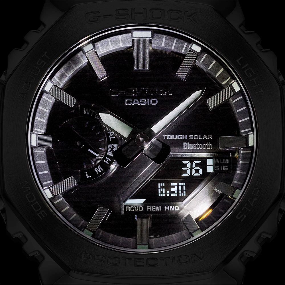 CASIO 卡西歐 G-SHOCK 太陽能x藍牙連線 八角錶殼 金屬雙顯腕錶 雙11 特惠 GM-B2100SD-1A