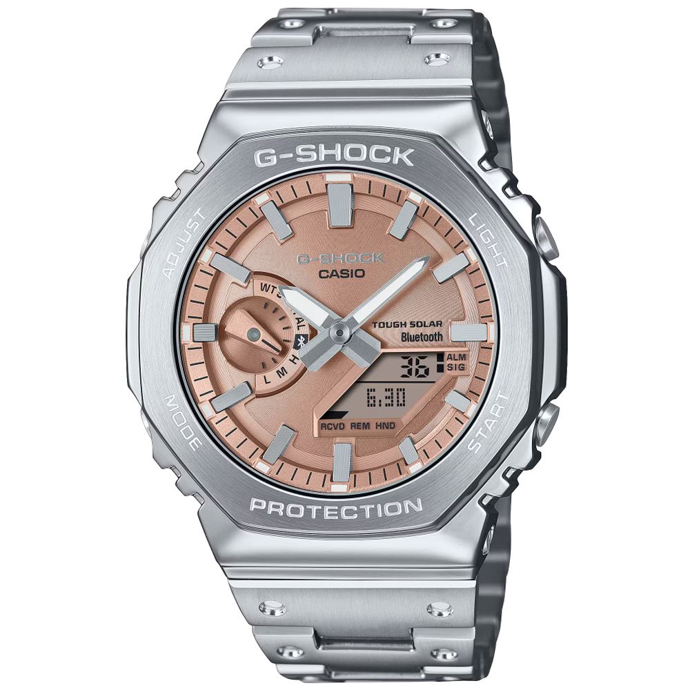 CASIO 卡西歐 G-SHOCK 太陽能x藍牙連線 八角錶殼 金屬雙顯腕錶 雙11 特惠 GM-B2100AD-5A