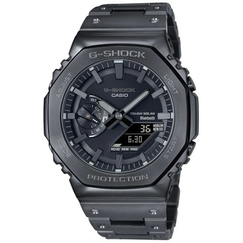 CASIO 卡西歐 G-SHOCK 太陽能x藍牙連線 八角錶殼 金屬雙顯腕錶 交換禮物 聖誕節 GM-B2100BD-1A