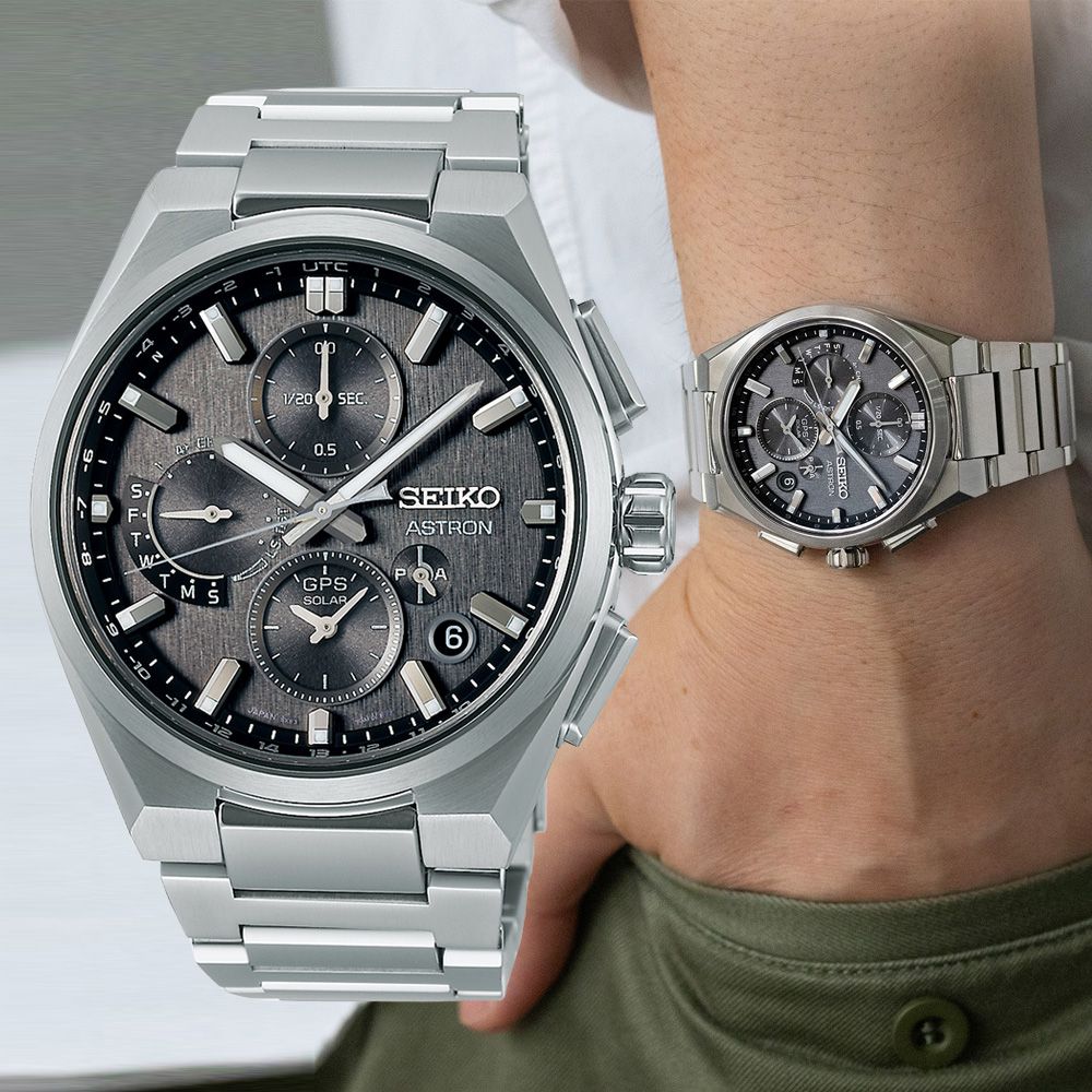 SEIKO 精工 Astron 太陽能 GPS 鈦金屬 雙時區計時腕錶 母親節 禮物 推薦 (5X83-0AE0D/SSH163J1)