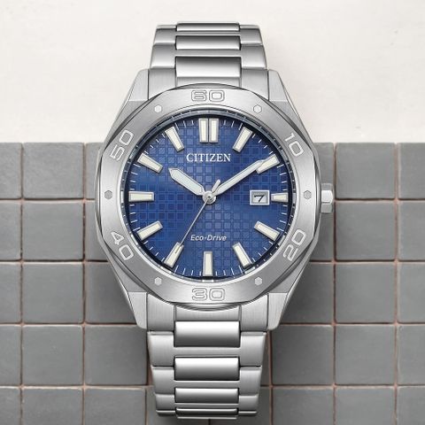 CITIZEN 星辰 光動能八角形格紋面手錶(BM7630-80L)