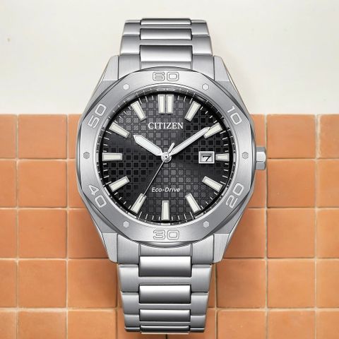 CITIZEN 星辰 光動能八角形格紋面手錶(BM7630-80E)