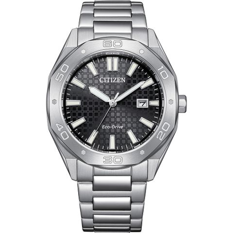 CITIZEN 星辰 光動能八角形格紋面手錶(BM7630-80E)