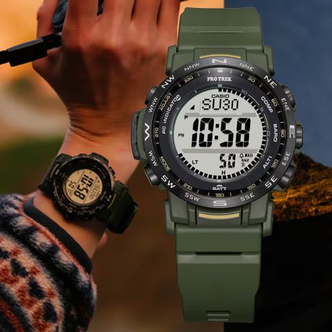 CASIO 卡西歐 PRO TREK 太陽能電波 三重感應器 實用登山功能錶 PRW-35Y-3B