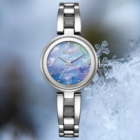 CITIZEN 星辰 Lady 藍色聖誕限定款手環女錶/28mm(EM0801-85N)