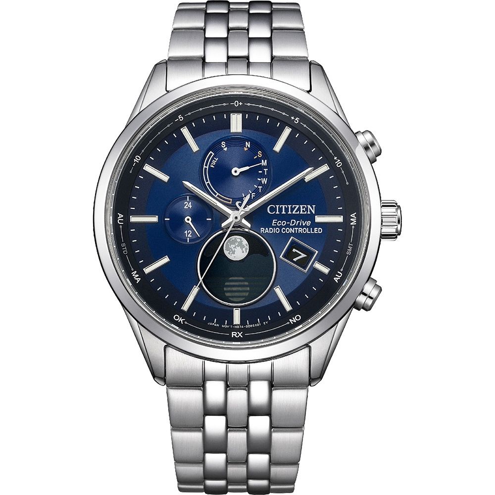 CITIZEN 星辰 光動能電波萬年曆月相手錶 BY1030-50L