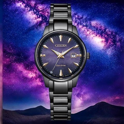 CITIZEN 星辰 紫夜星河 光動能高雅女性手錶 EW2595-81X