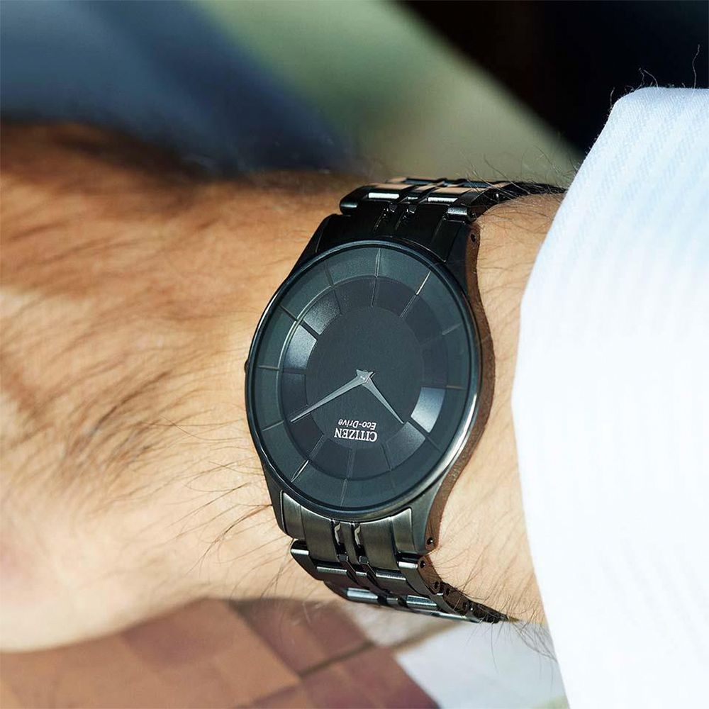 CITIZEN 星辰 光動能紳士超薄經典手錶-黑/36.2mm AR3017-58E