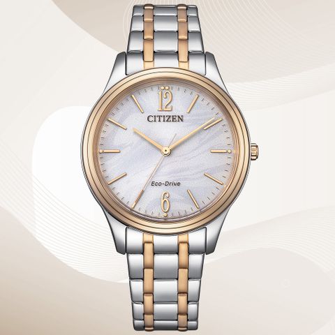 CITIZEN星辰 LADYS系列 光動能 簡約時尚腕錶 34mm / EM0416-78A