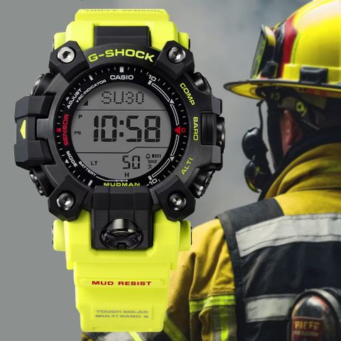 CASIO 卡西歐 G-SHOCK Master of G 泥人 亮黃 太陽能電波 多功能錶 GW-9500MRY-1A9