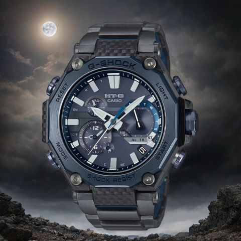 CASIO 卡西歐 G-SHOCK MT-G 碳纖維 太陽能藍芽多功能手錶(MTG-B2000YBD-2A)