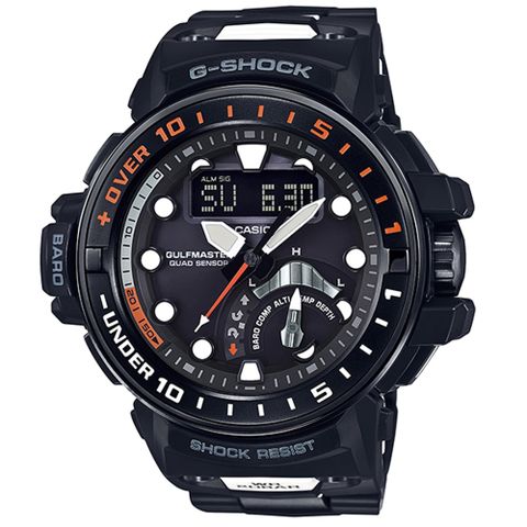 CASIO 卡西歐 G-SHOCK 太陽能電波強悍進階領航員雙顯腕錶 黑 GWN-Q1000MC-1A_48mm