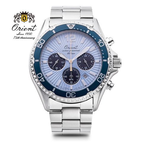 ORIENT 東方錶 Quartz Sports系列 太陽能跑馬計時腕錶 75週年限量款 藍色 RA-TX0210L - 42.8 mm