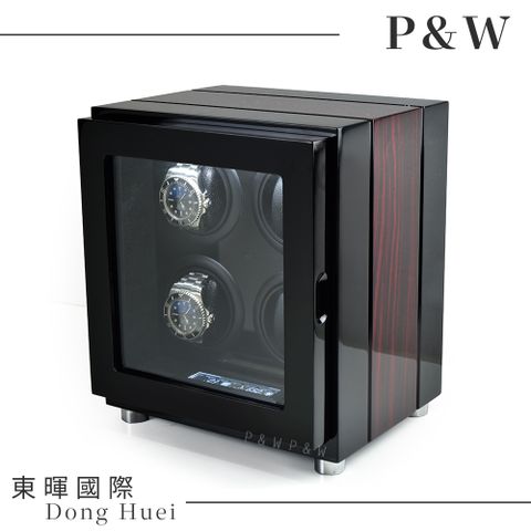 P&W 【手錶自動上鍊盒】4支裝 5種轉速 矽膠錶枕 大錶專用 觸控式面板 LED顯示 遙控 機械錶專用 旋轉盒 錶盒