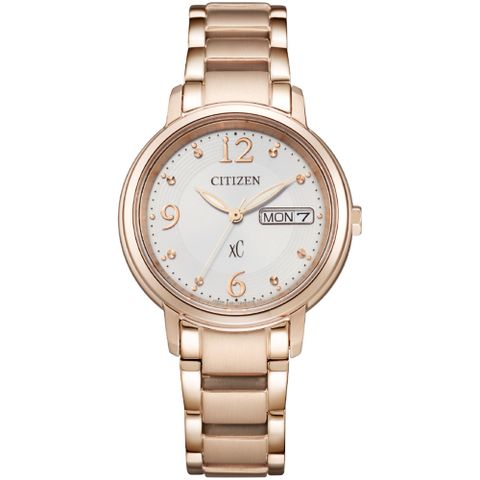 CITIZEN 星辰 xC 亞洲限定款光動能優雅氣質腕錶/櫻花粉紅金/32.5mm/EW2426-54A
