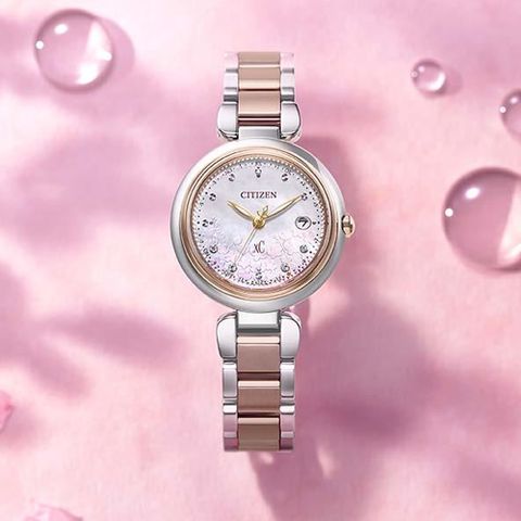 CITIZEN 星辰 XC 櫻吹雪限定 鈦 光動能電波女錶 ES9465-68W