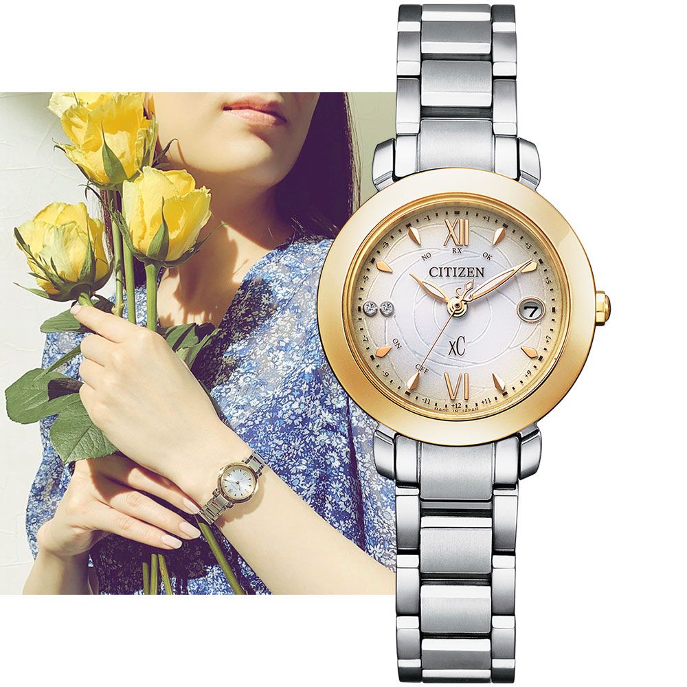 CITIZEN 星辰   XC African Roses聯名 限量鈦金屬光動能電波女錶 ES9447-51A