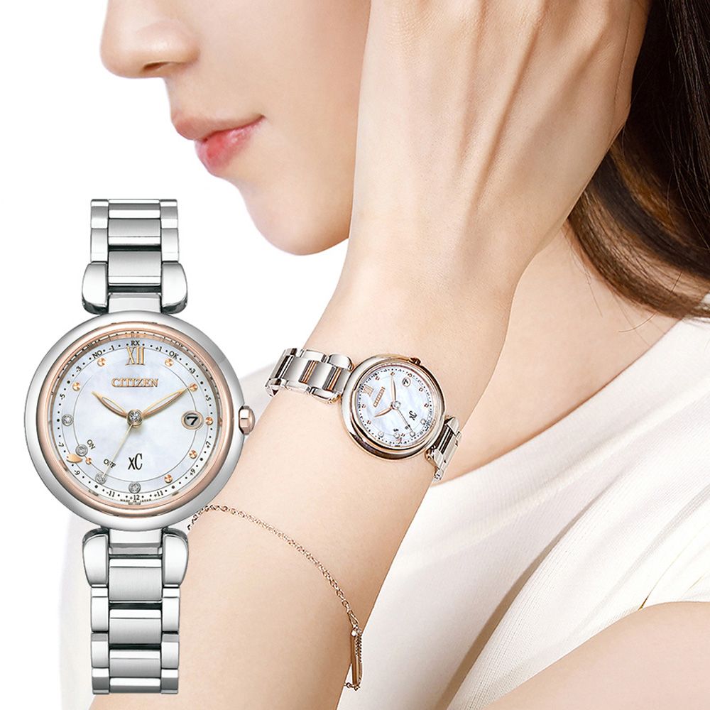 CITIZEN 星辰 XC 心蕊 輕奢限定版 鈦金屬 光動能電波女錶-29mm ES9466-65W