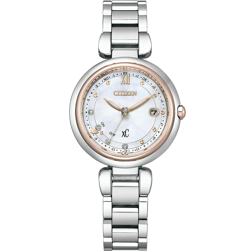 CITIZEN 星辰  XC 女神風采光動能時尚腕錶鈦金屬電波錶(ES9466-65W)29mm