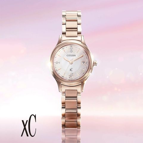 CITIZEN 星辰 XC 輕奢光限量款 晨光 光動能鈦金屬電波女錶(ES9497-61X)