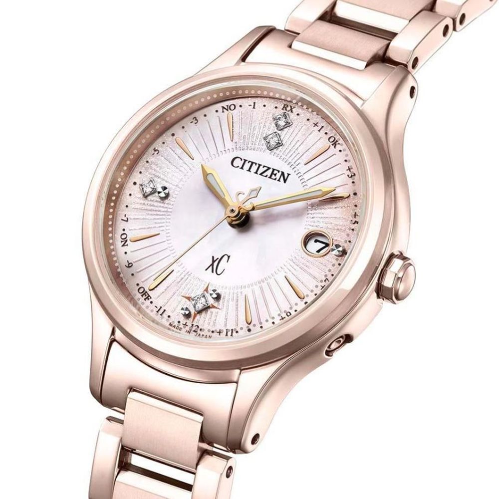 CITIZEN 星辰  xC 光動能 鈦金屬 時尚女錶-ES9497-61X/玫瑰金色