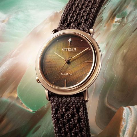 CITIZEN 星辰 L系列Ambiluna解構自然之美仿生學腕錶34mm(EM1003-48X)附金色米蘭錶帶