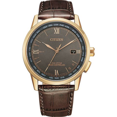 CITIZEN 星辰 羅馬數字限量光動能電波萬年曆手錶/CB0158-10H