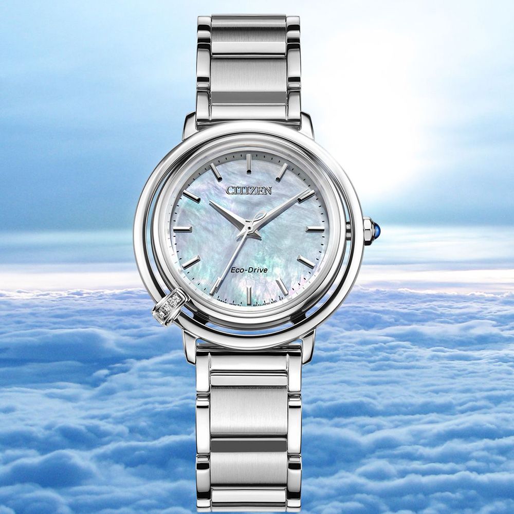 Citizen 星辰 L系列 珍珠母貝 光動能錶 女錶 31 2mm Em1090 60d Pchome 24h購物