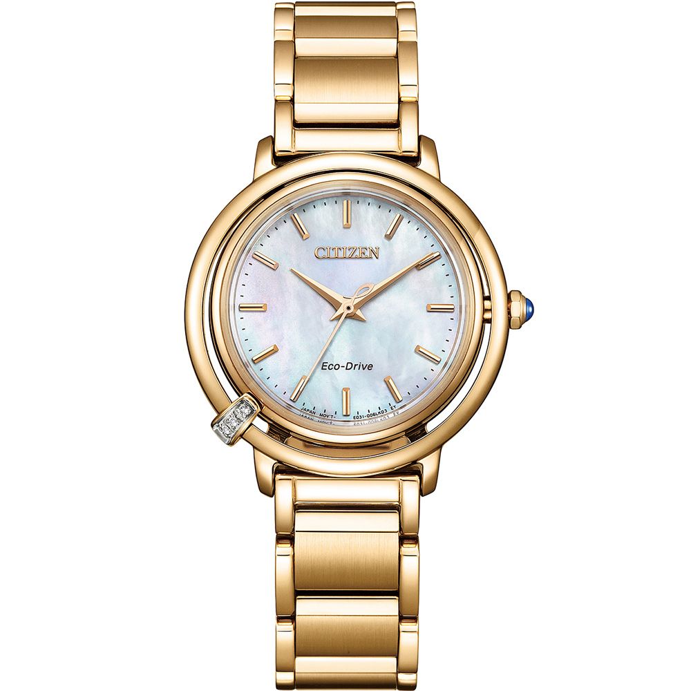 CITIZEN 星辰 L系列 珍珠母貝 光動能錶 女錶-31.2mm EM1093-61D