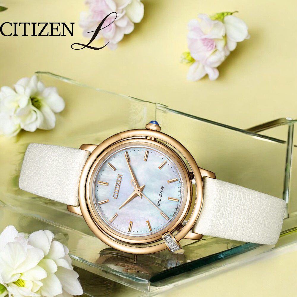 CITIZEN 星辰 L系列 珍珠母貝 光動能錶 女錶-31.2mm EM1093-61D