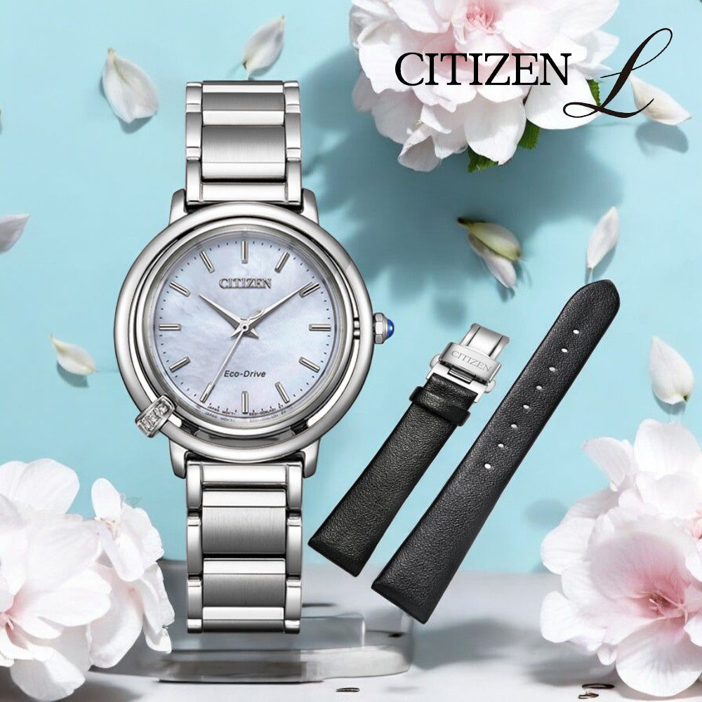 Citizen 星辰 L系列 珍珠母貝 光動能錶 女錶 31 2mm Em1090 60d Pchome 24h購物