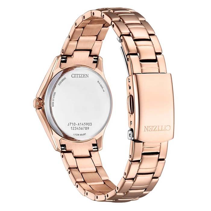 CITIZEN 星辰  Eco-Drive 典雅晶鑽 鋼錶帶 日期 光動能女錶 FE1252-82X 粉/玫瑰金 29mm