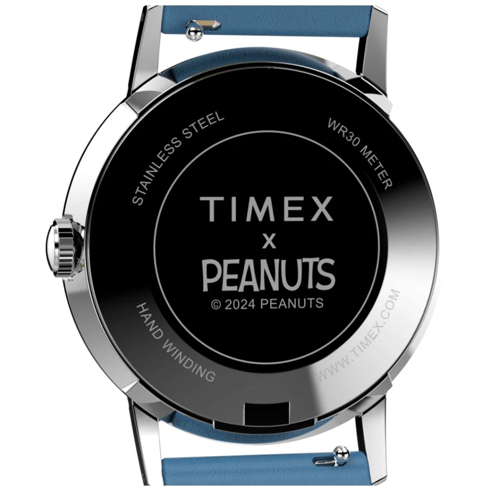 TIMEX 天美時 X Peanuts Marlin 34毫米史努比手動上鏈復刻款腕錶(復古藍 TXTW2W79400)