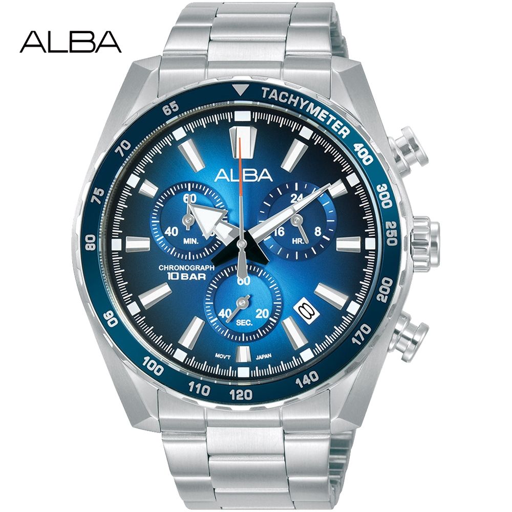 ALBA 雅柏 日系時尚三眼計時錶/藍X銀/44mm (VK68-X003B/AX7001X1)