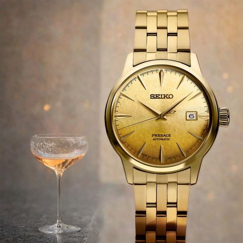 SEIKO 精工 Presage 金色啤酒雞尾酒 調酒機械錶-40.5mm(SRPK46J1/4R35-01T0Q)