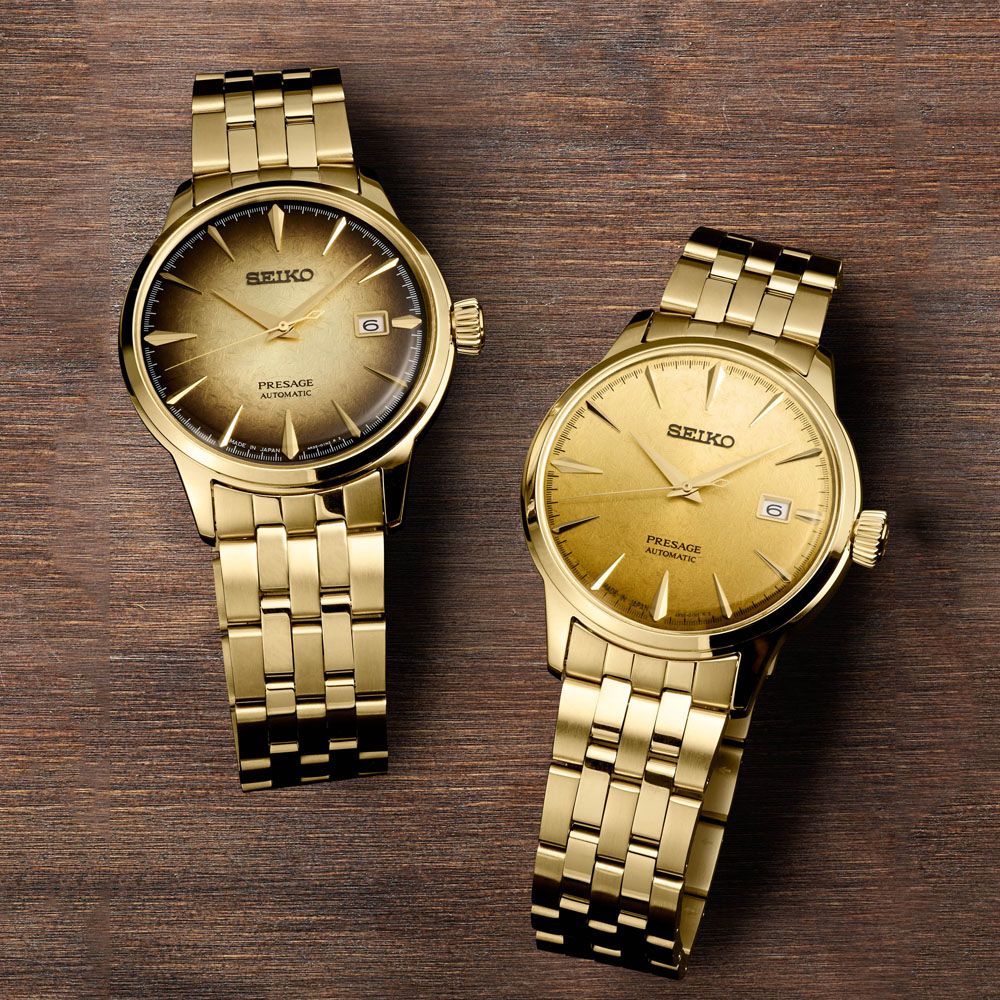 SEIKO 精工 PRESAGE 調酒師 啤酒雞尾酒 金色漸層 機械腕錶 父親節 禮物 送禮 推薦 (4R35-01T0Q/SRPK46J1)