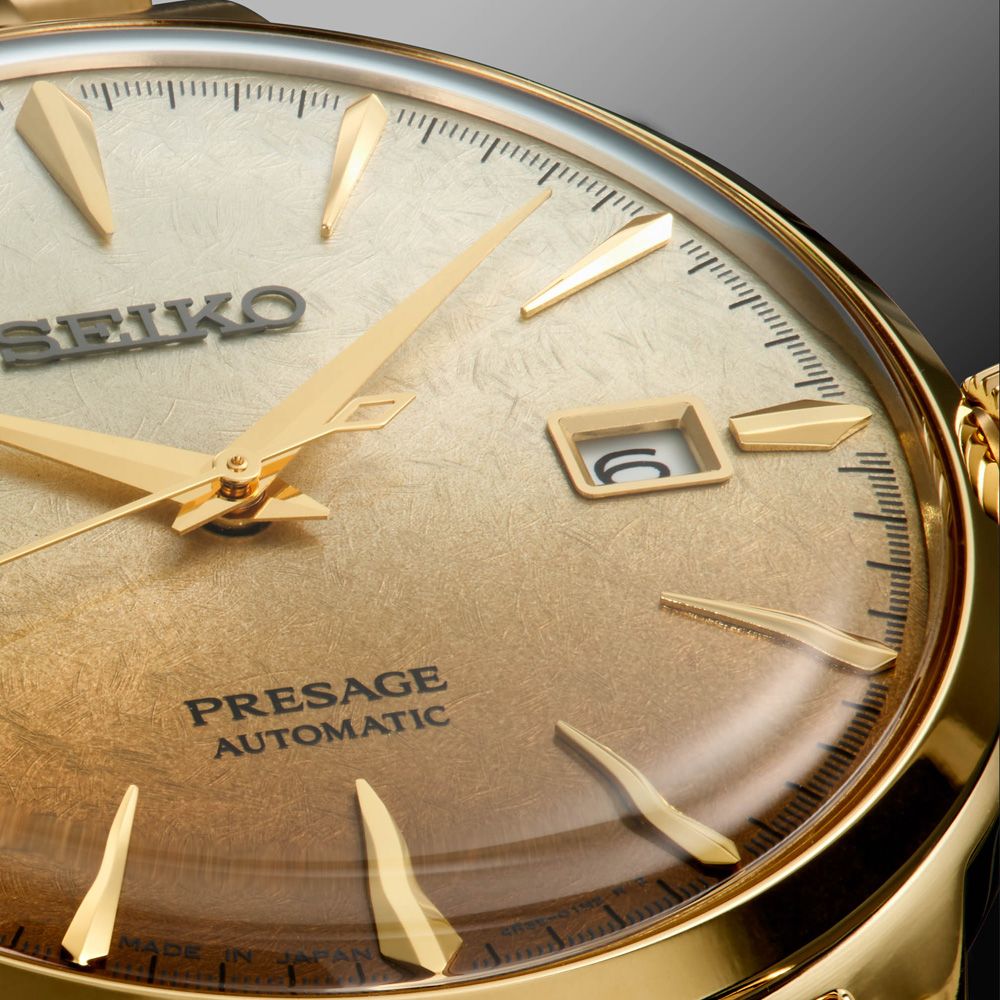SEIKO 精工 PRESAGE 啤酒雞尾酒 金色漸層 機械腕錶 七夕 情人節 禮物 送禮 推薦 (SRPK46J1/4R35-01T0Q)